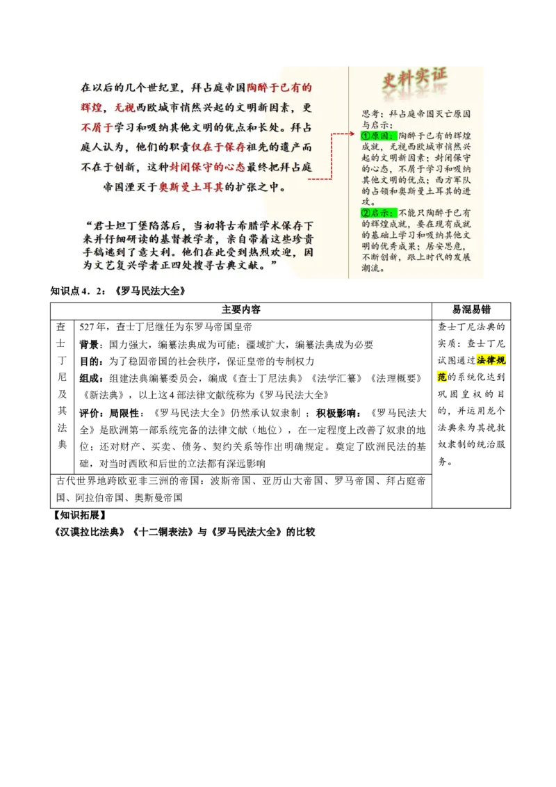 （讲义）专题19封建时代的欧洲、亚洲国家修改版（原卷版）_8历史中考复习_2024年中考复习资料_一轮复习资料_完课件+讲义+练习2024年中考历史一轮复习讲练测（全国通用）