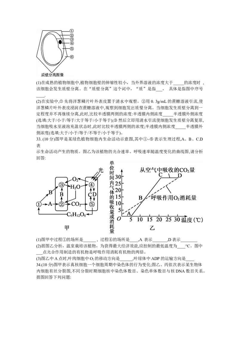 黑龙江省牡丹江二中23届高三上学期第二次阶段测试生物含答案_生物高考模拟题_老高考_2023年
