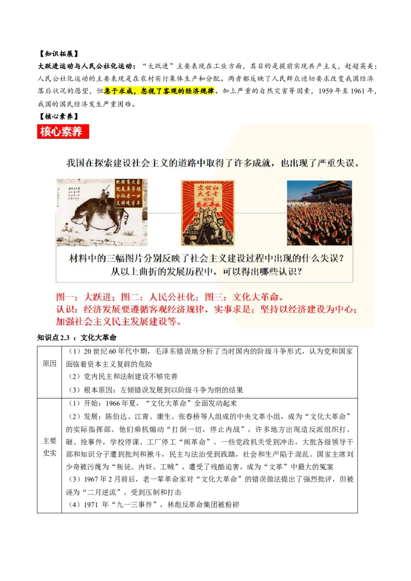 （讲义）专题14社会主义制度的建立与社会主义建设的探索（原卷版）_8历史中考复习_2024年中考复习资料_一轮复习资料_配套讲义（原卷版+解析版）