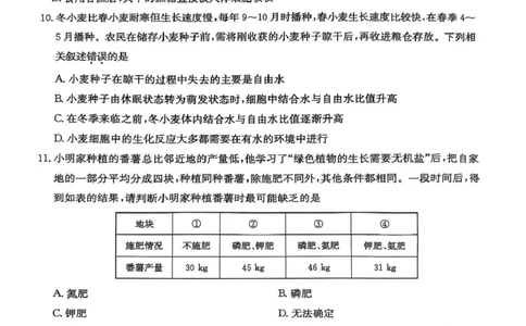 高一年级阶段联考生物_2025年10月高一试卷_251018安徽省江淮名校2025-2026学年高一上学期阶段联考_安徽省江淮名校2025&mdash;2026学年高一上学期10月阶段联考生物试题（扫描版，有答案）