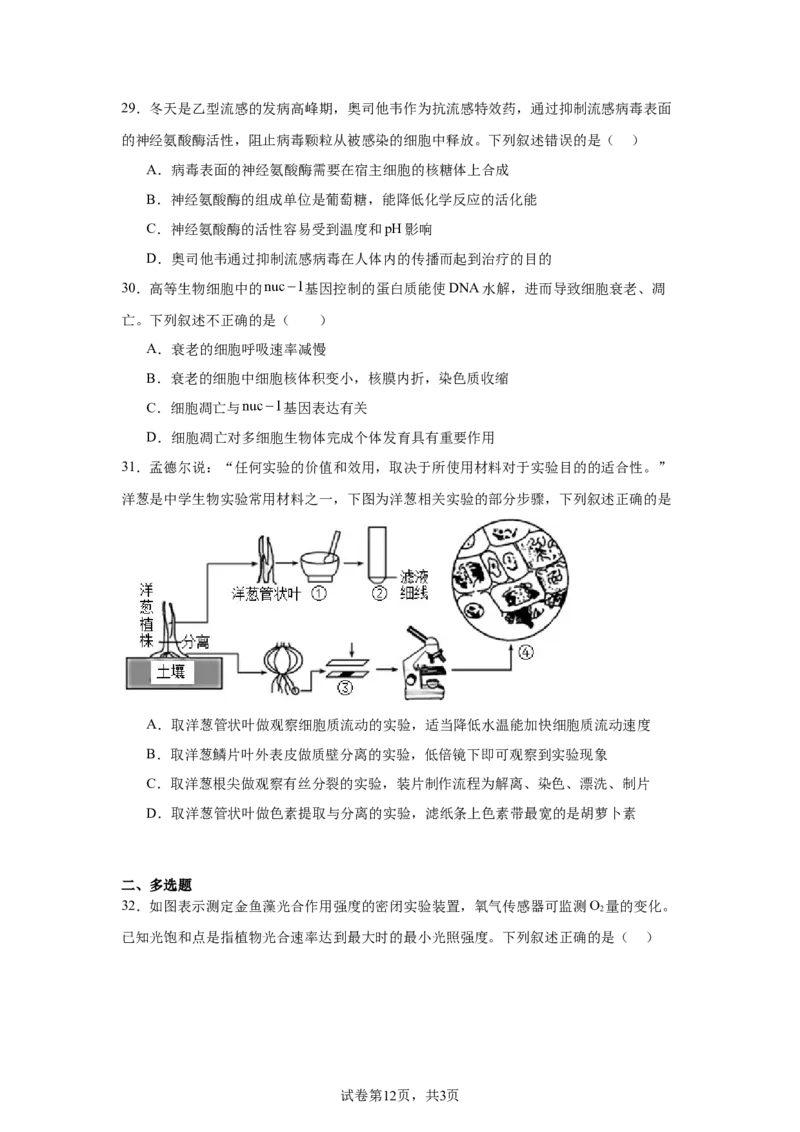 黑龙江省哈尔滨市第六中学校2025-2026学年高一上学期1月期末生物试题_2026年02月高一试卷_260206黑龙江省哈尔滨市第六中学2025-2026学年高一上学期期末