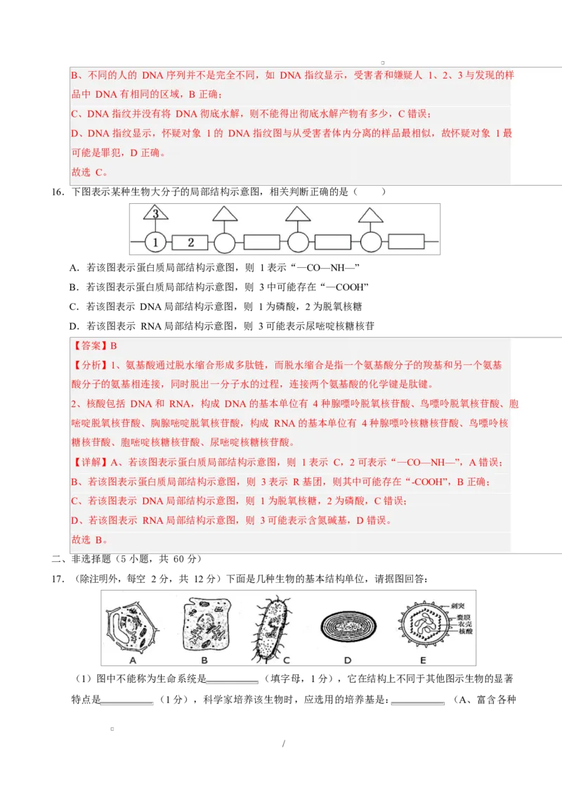 高一生物上学期第一次月考（广东专用）（全解全析）_2025年10月高一试卷_2510032025-2026学年高一生物上学期第一次月考_2025-2026学年高一生物上学期第一次月考（广东专用）Word版含解析