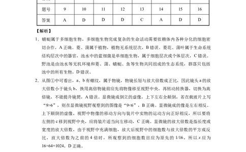 高一生物-答案_2024年12月试卷_1225云南省西双版纳傣族自治州部分学校2024-2025学年高一上学期12月月考试题_云南省西双版纳傣族自治州部分学校2024-2025学年高一上学期12月月考生物试题