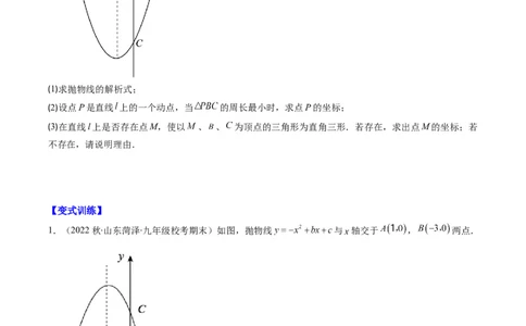 专题18二次函数中线段、周长、面积最值问题（重点突围）(原卷版)_中考复习资料_语数英物化_2数学中考复习_2023年中考复习资料_专项复习