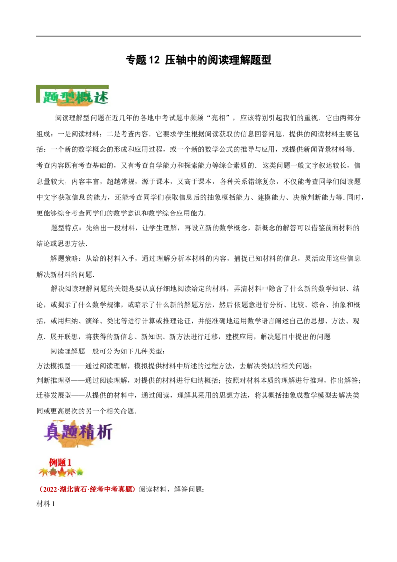 专题12压轴中的阅读理解题型（解析版）_中考复习资料_语数英物化_2数学中考复习_2023年中考复习资料_专项复习_聚焦压轴2023届中考数学压轴大题专项突破