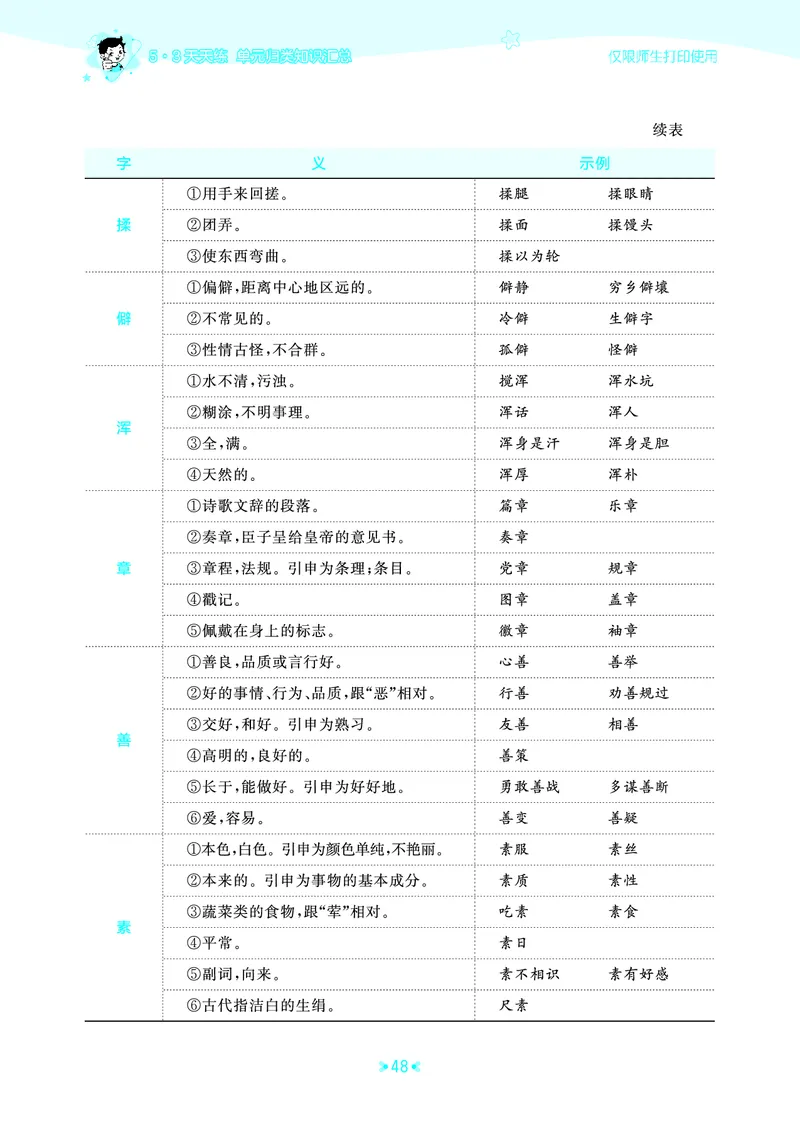 26春53天天练六下人教语文《单元归类知识汇总》_2026春人教语文53单元知识归纳总结