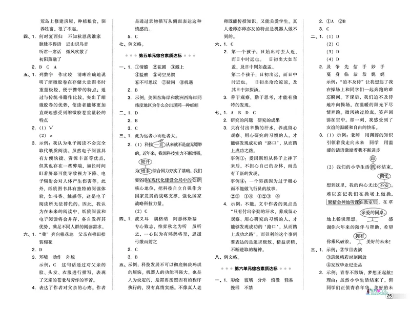 25春六下语文-典中点测试卷_2026春小学教辅大合集_6-26春《典中点》系列_26春《典中点》语文人教版（完整版）_25春最新1-6年级语文下册典中点+试卷_25春六下语文-典中点练习册+试卷+夹册