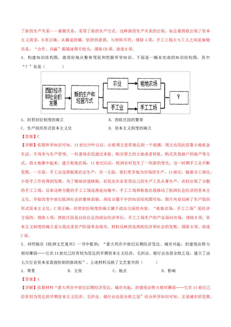 重难点14走向近代、资本主义制度的初步确立（解析版）_8历史中考复习_2023年中考复习资料_专项复习_冲刺中考2023年历史时事热点抢分集训+重难点抢分攻略