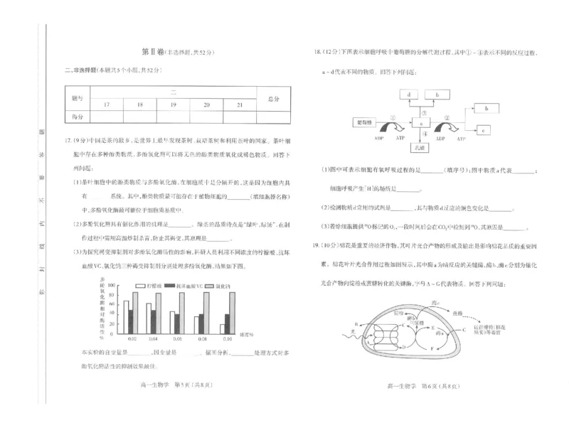 高一生物太原市2025-2026学年高一年级第一学期期末学业诊断-生物学_2026年02月高一试卷_260207山西省太原市2025-2026学年高一上学期期末学业诊断（全）