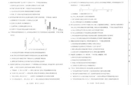 高一生物太原市2025-2026学年高一年级第一学期期末学业诊断-生物学_2026年02月高一试卷_260207山西省太原市2025-2026学年高一上学期期末学业诊断（全）