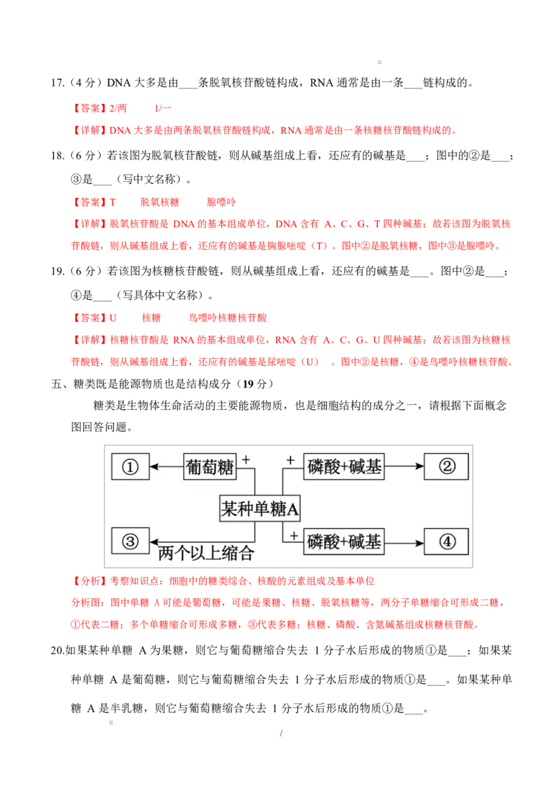 高一生物上学期第一次月考（上海专用）（全解全析）_2025年10月高一试卷_2510032025-2026学年高一生物上学期第一次月考