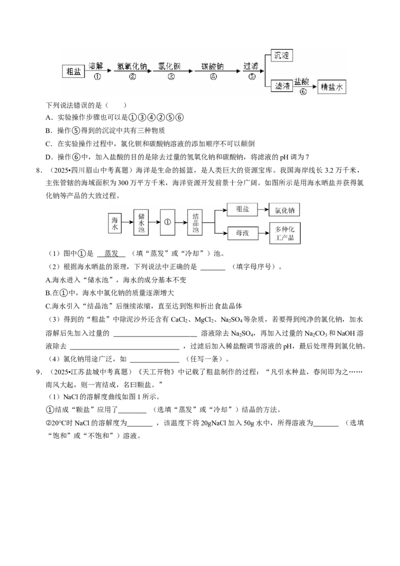 专题07常见的盐和化肥（原卷版）_中考复习资料_语数英物化_5化学中考复习_2026年中考复习（更新中）_备战2026年中考化学真题题源解密