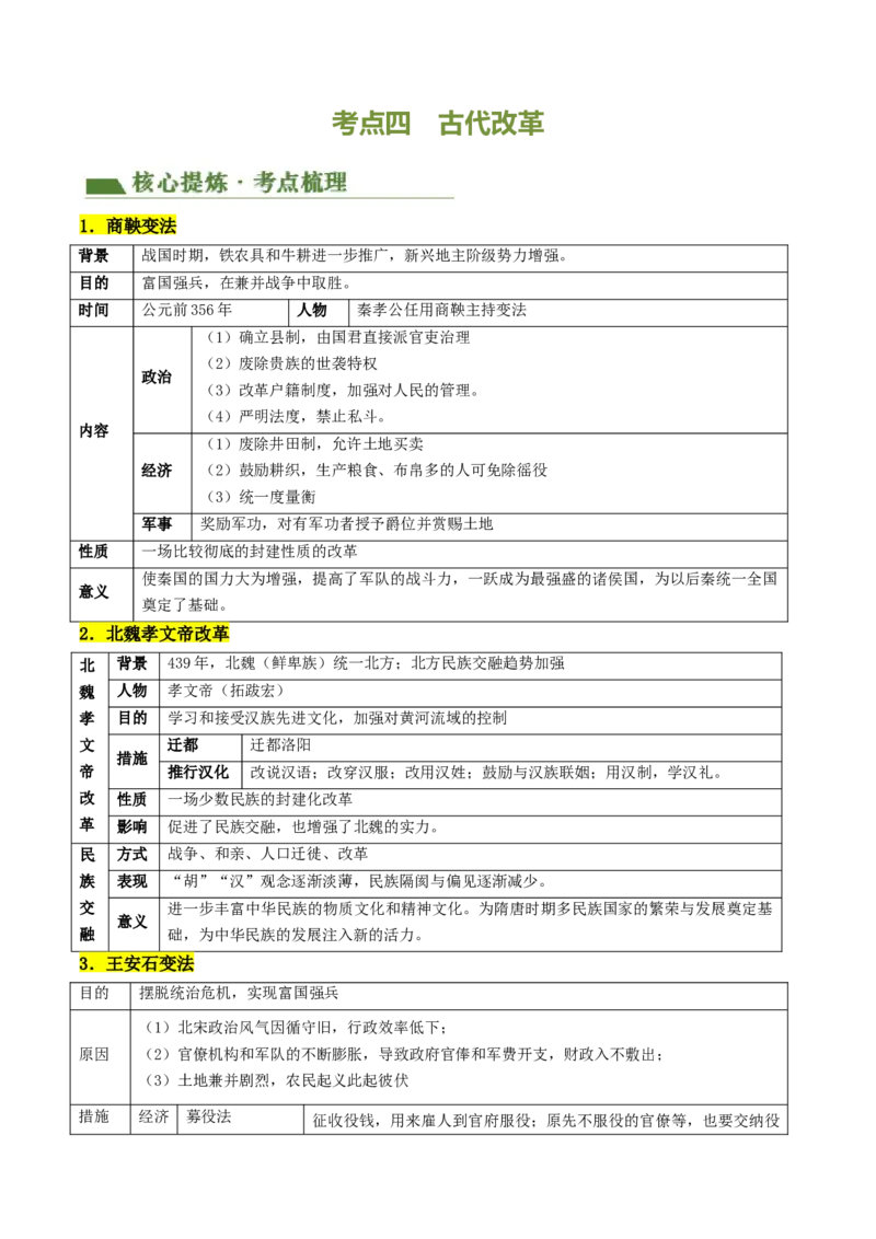 专题01家国同构下的中国古代政治（讲练）（解析版）_中考历史资料合集_中考历史二轮复习资料（全国通用）_配套讲练