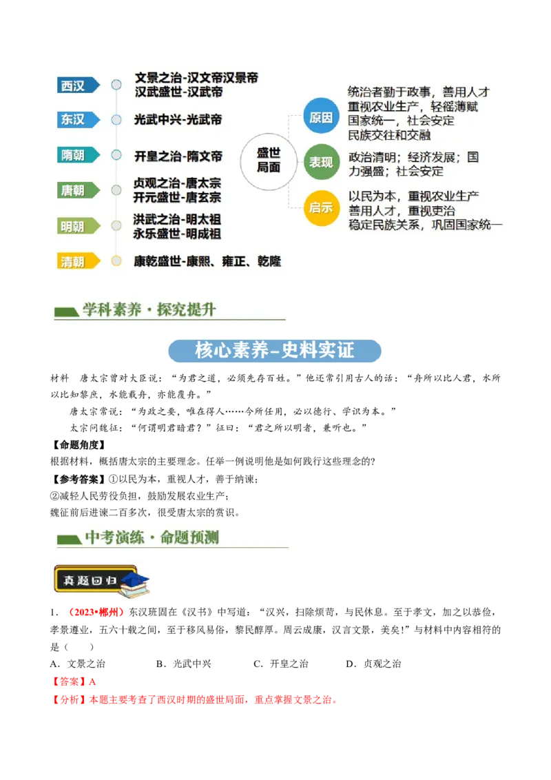 专题01家国同构下的中国古代政治（讲练）（解析版）_中考历史资料合集_中考历史二轮复习资料（全国通用）_配套讲练
