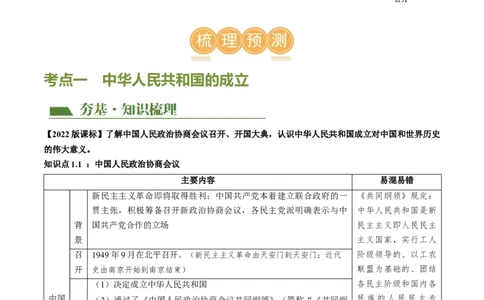 （讲义）专题13中华人民共和国的成立和巩固（原卷版）_8历史中考复习_2024年中考复习资料_一轮复习资料_完课件+讲义+练习2024年中考历史一轮复习讲练测（全国通用）