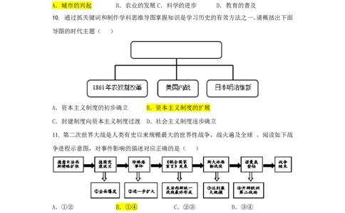 冲刺2026中考-中考历史答题技巧：知识结构图类选择题Word格式；共5页（无水印PDF打印版）_中考历史资料合集_冲刺2026中考-中考历史答题技巧（无水印PDF打印版）（合集）