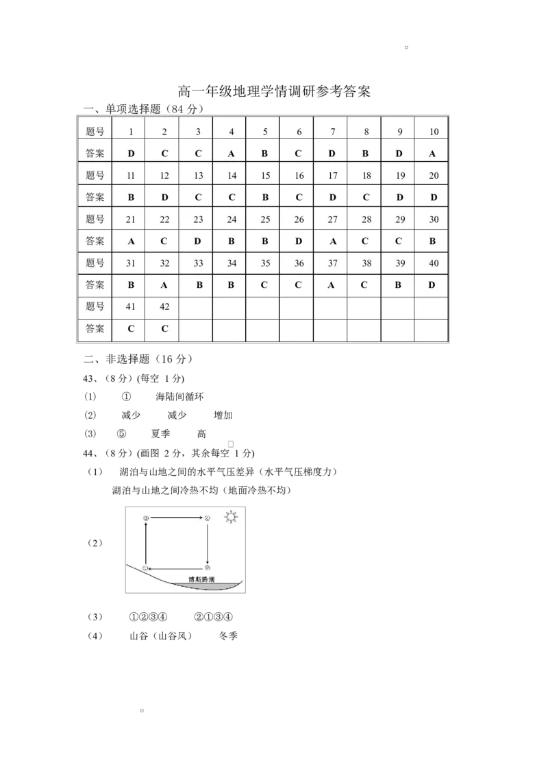 高一地理答案_2026年01月高一试卷_260104江苏省盐城市五校联盟2025-2026学年高一上学期12月月考（全）_江苏省盐城市五校联盟2025-2026学年高一上学期12月月考地理试题（含答案）