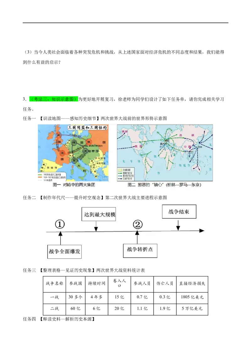 （练习）专题26经济大危机和第二次世界大战（原卷版）_8历史中考复习_2024年中考复习资料_一轮复习资料_完课件+讲义+练习2024年中考历史一轮复习讲练测（全国通用）