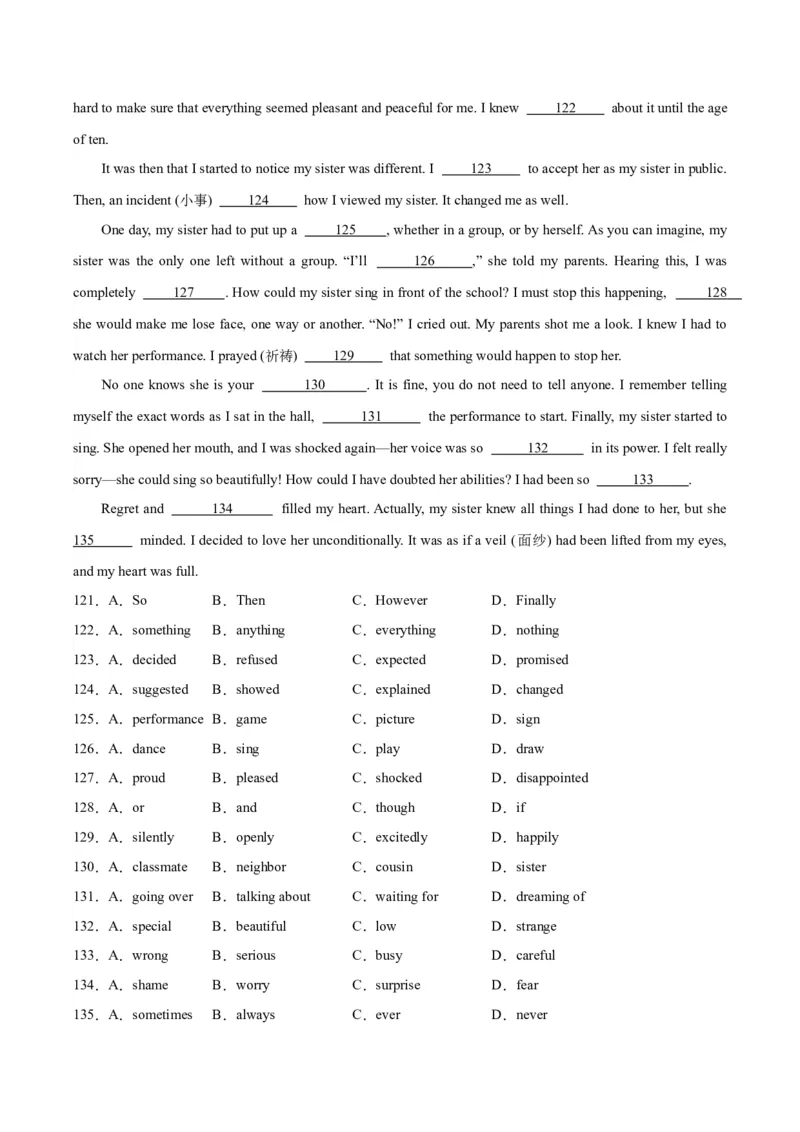 专题15完形填空考点1人物故事类（全国通用）（原卷版）_中考复习资料_语数英物化_3英语中考复习_2026年中考复习（更新中）
