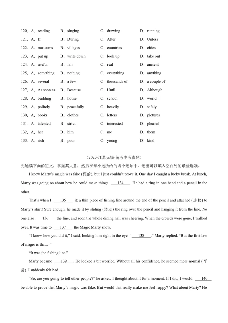 专题15完形填空考点1人物故事类（全国通用）（原卷版）_中考复习资料_语数英物化_3英语中考复习_2026年中考复习（更新中）