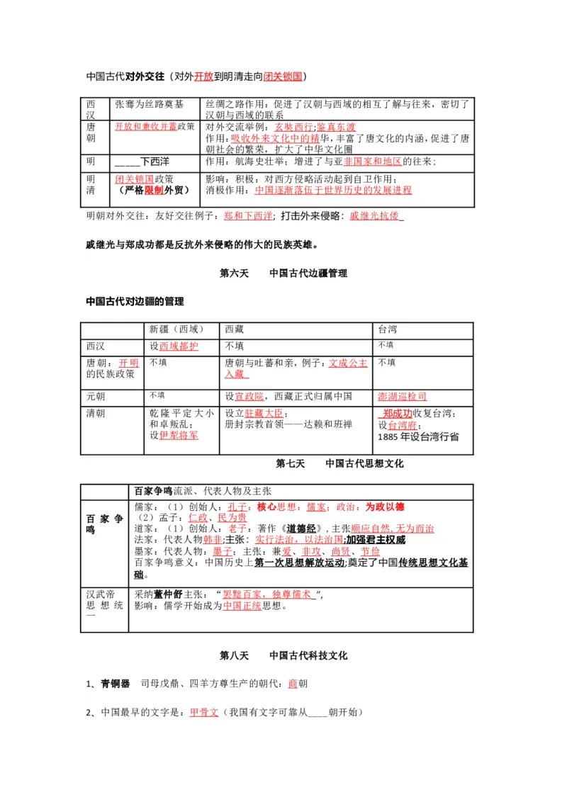 2026中考历史一轮复习资料(默写版+背诵版）_中考历史资料合集_2026中考历史一轮复习资料(默写版+背诵版）