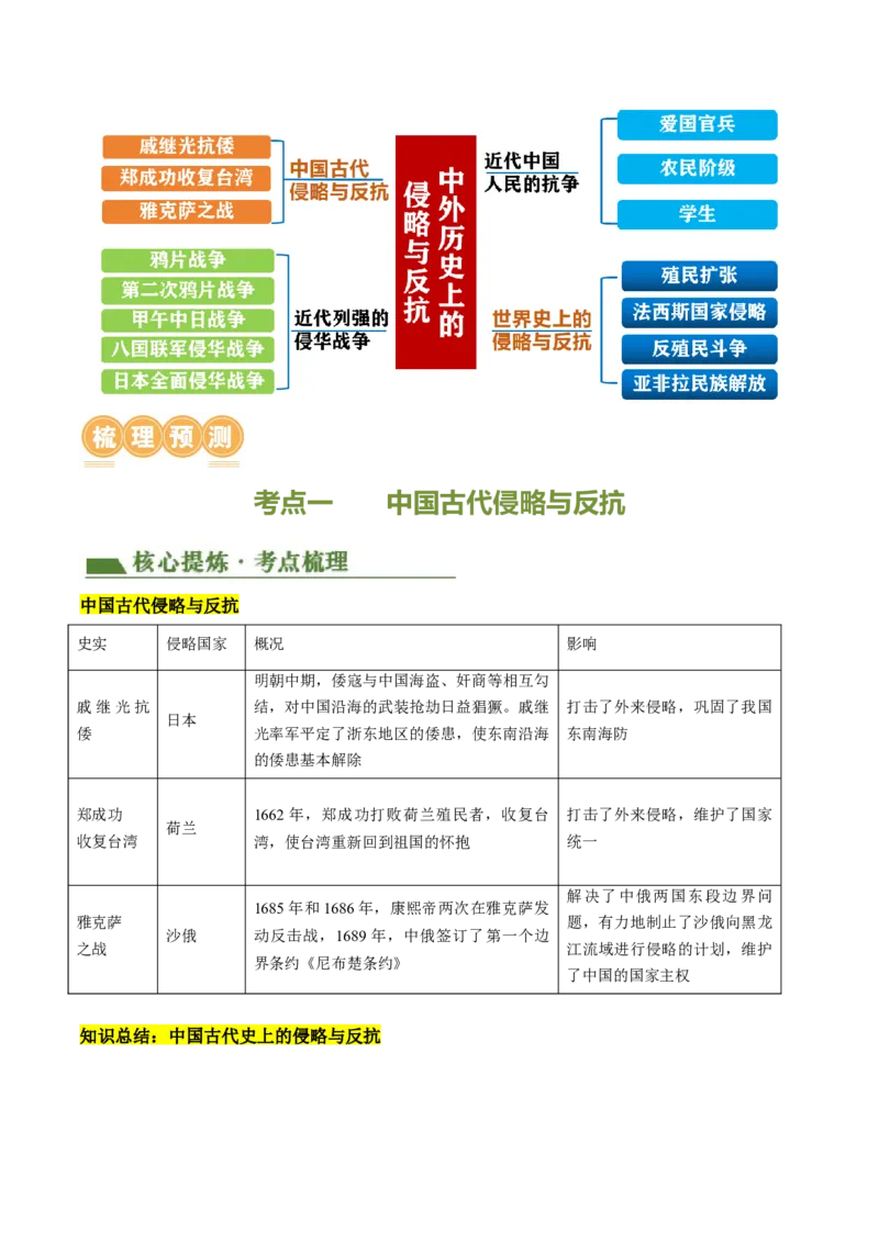 专题06中外历史上的侵略与反抗（讲练）（解析版）_中考历史资料合集_中考历史二轮复习资料（全国通用）_配套讲练