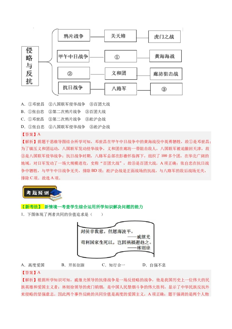 专题06中外历史上的侵略与反抗（讲练）（解析版）_中考历史资料合集_中考历史二轮复习资料（全国通用）_配套讲练