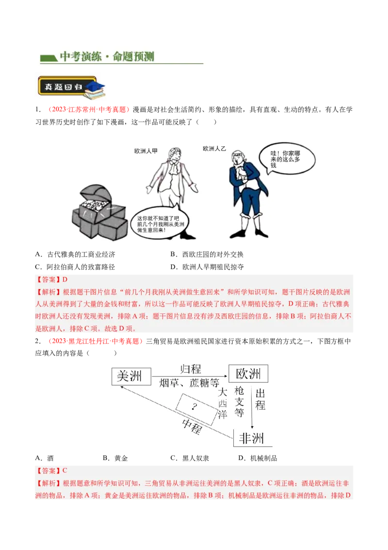 专题06中外历史上的侵略与反抗（讲练）（解析版）_中考历史资料合集_中考历史二轮复习资料（全国通用）_配套讲练