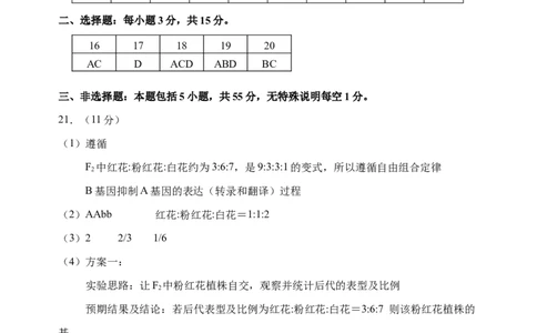 高一生物答案定稿6.22_2024年08月试卷_0815山东省威海市2023-2024学年高一学期期末考试_山东省威海市2023-2024学年高一下学期期末考试生物试题