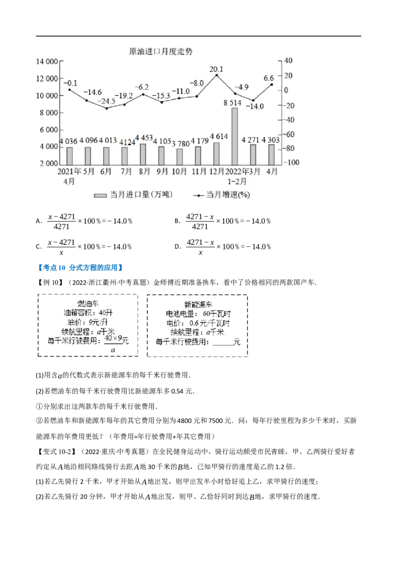 专题06分式方程及其应用（10个高频考点）（举一反三）（全国通用）（原卷版）_中考复习资料_语数英物化_2数学中考复习_2023年中考复习资料_专项复习