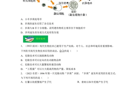 重难点10生物技术-2023年中考生物热点&middot;重点&middot;难点专练（全国通用）（原卷版）_6生物中考复习_2023年中考复习资料_专项复习_2023年中考生物热点&middot;重点&middot;难点专练（全国通用）
