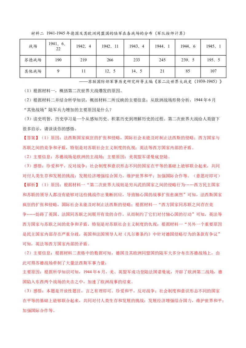（测试07）世界现代史（解析版）_中考历史资料合集_中考历史一轮复习讲义_配套练习（原卷版+解析版）_教师版（含答案解析）