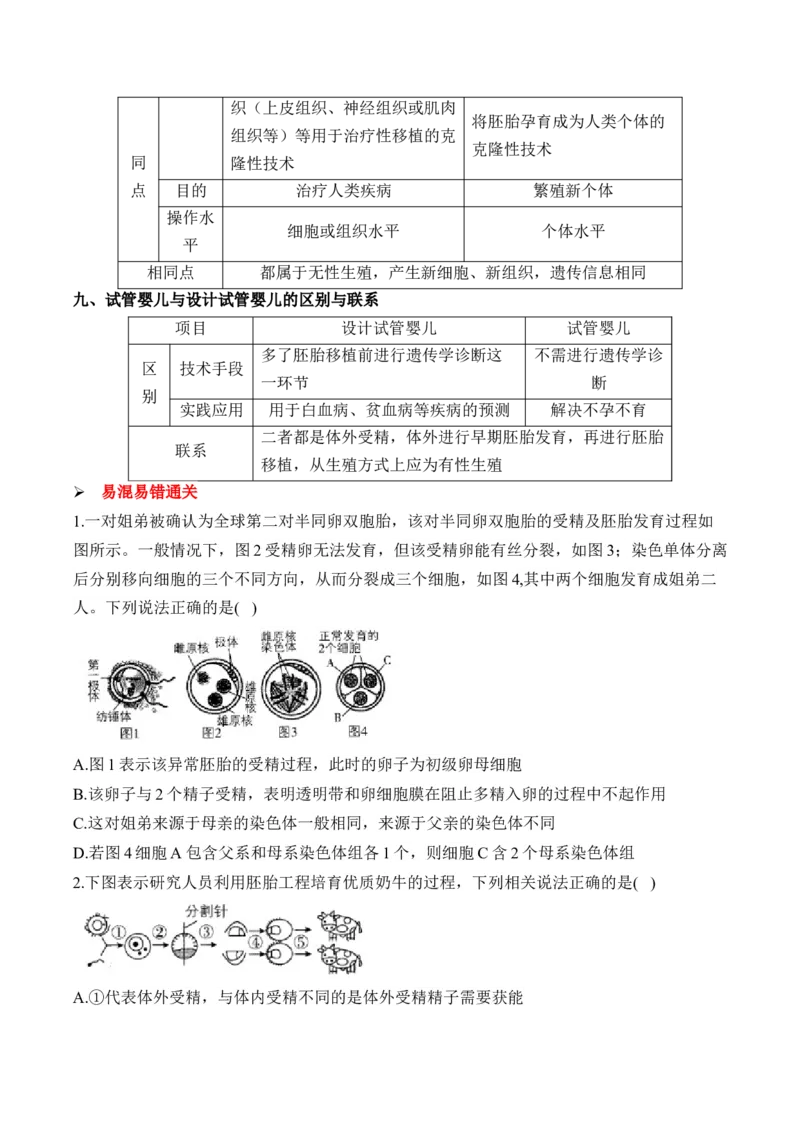 （25）胚胎工程、生物技术的安全性和伦理问题及生态工程&mdash;&mdash;2025届高考生物二轮复习易错重难提升学案（含解析）_2025年新高考资料_二轮复习