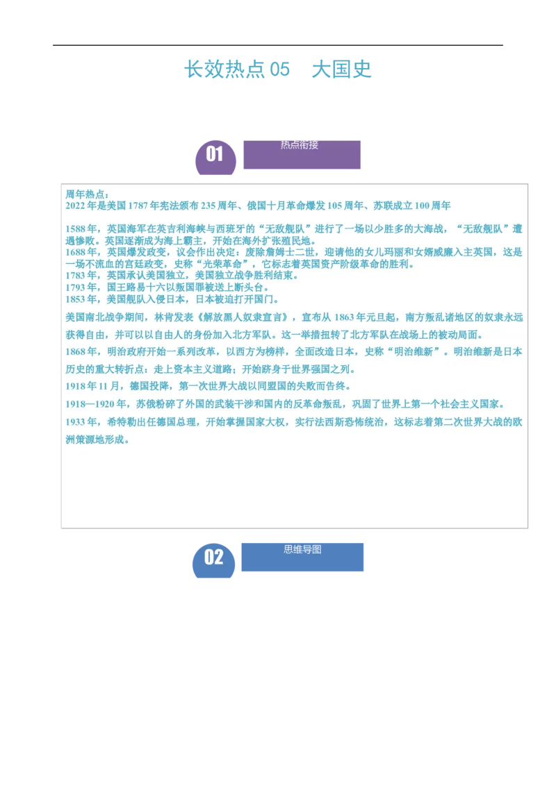 长效热点05大国史（原卷版）_中考历史资料合集_中考历史八大长效热点_长效热点05大国史-中考之历史长效热点复习全攻略