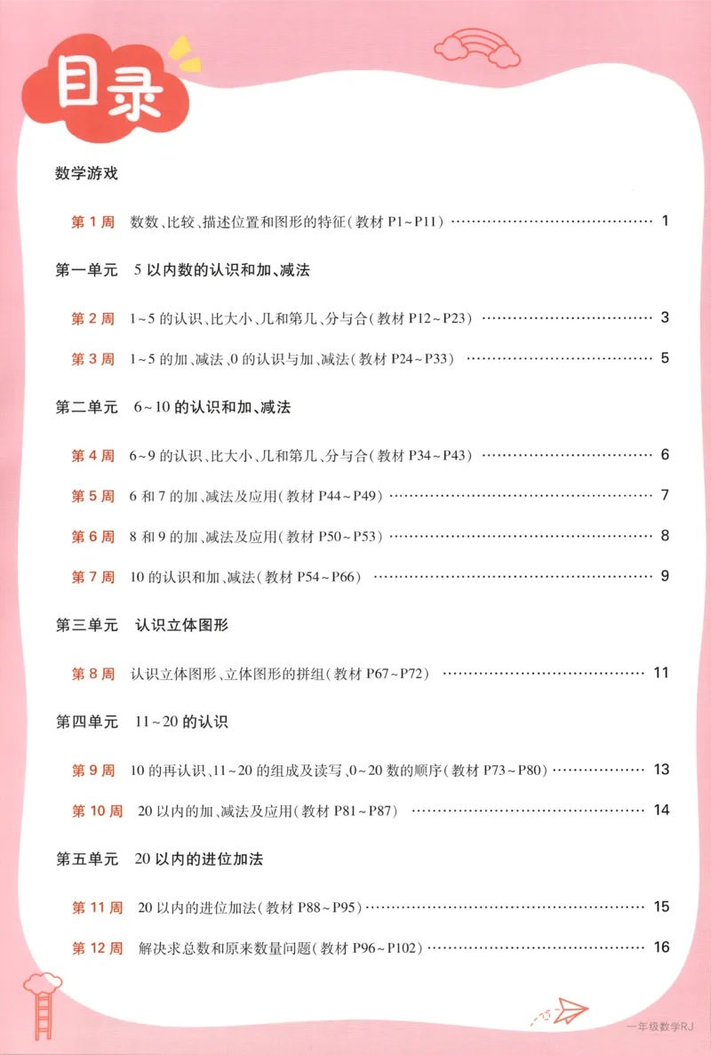 25秋《周末小测卷》1年级上册数学人教版周末复习清单_周末预测小卷_2026《一本&bull;周末小测卷》（1-6年级下）（数学）（人教版）_赠送：2026小白鸥周末小测卷数学1-6年级上册