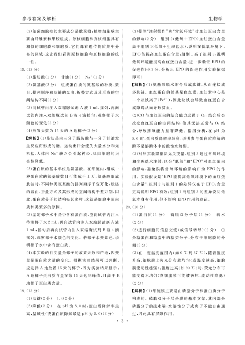 高一生物答案（2025-2026学年度11月份联考）_2025年11月高一试卷_251122广东衡水金卷&middot;2025-2026学年度高一上学期11月份联考（全）
