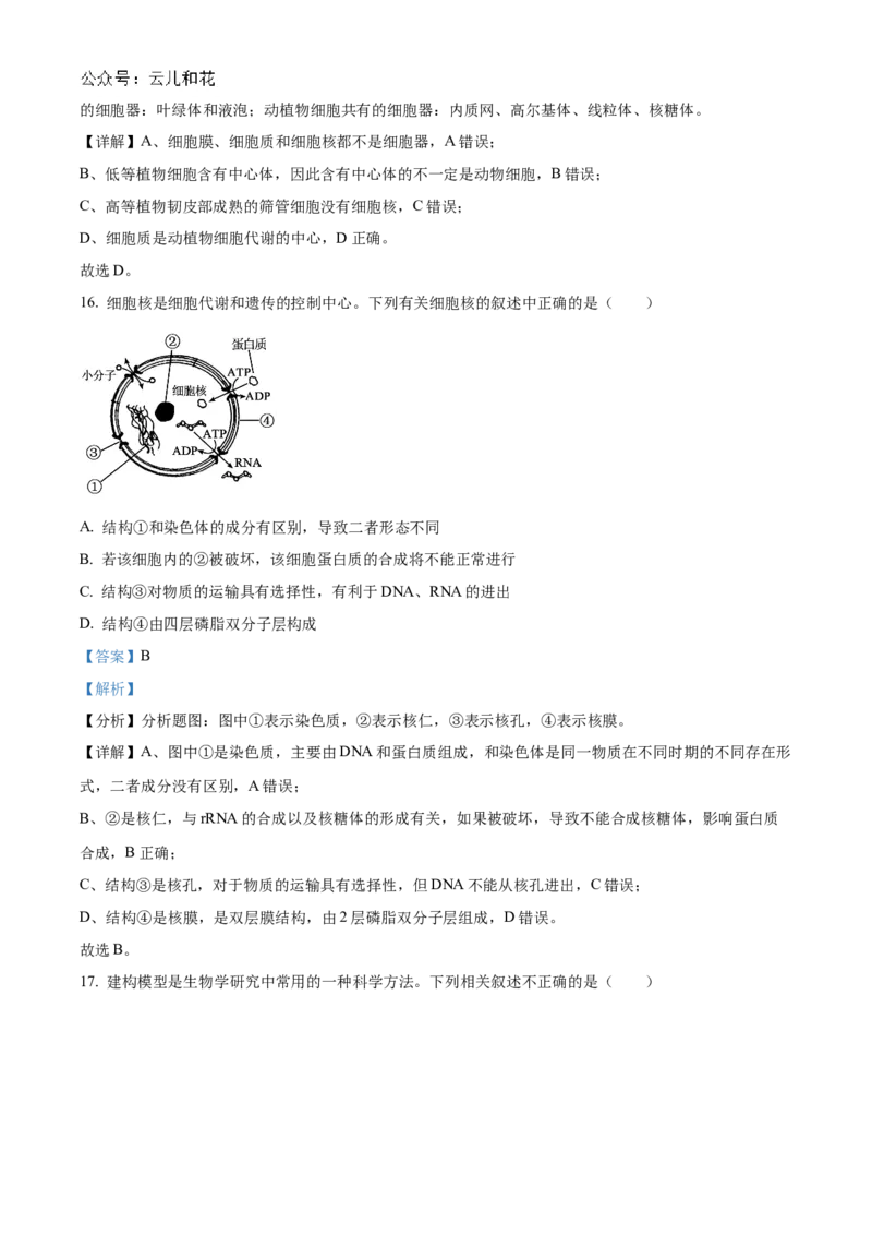 黑龙江省哈尔滨市香坊区哈尔滨市第九中学校2024-2025学年高一上学期12月月考生物试题Word版含解析_2025年01月试卷_0109黑龙江省哈尔滨市第九中学2024-2025学年高一上学期12月月考试题