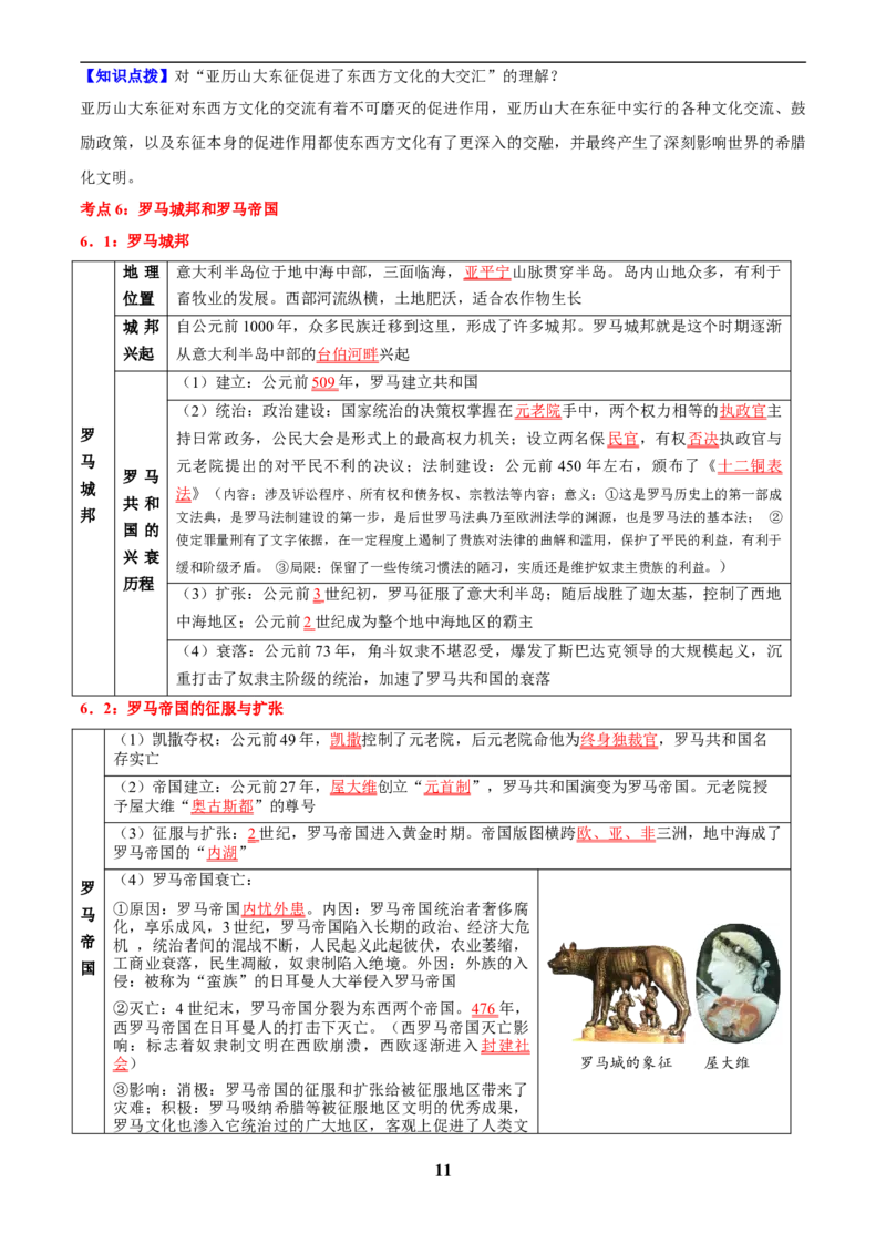 主题11古代世界(历史时空+热词背诵+考点梳理+素养导向+命题预测)_中考历史资料合集_中考历史专题复习讲义资料（可下载打印）