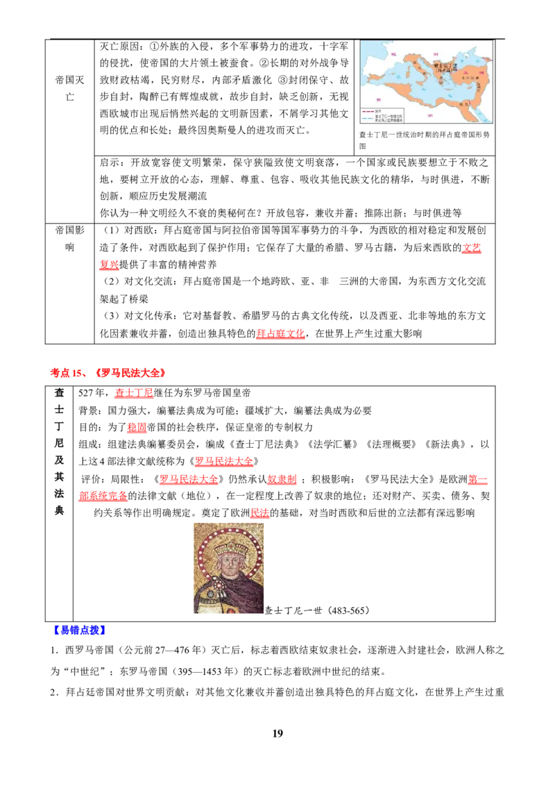 主题11古代世界(历史时空+热词背诵+考点梳理+素养导向+命题预测)_中考历史资料合集_中考历史专题复习讲义资料（可下载打印）