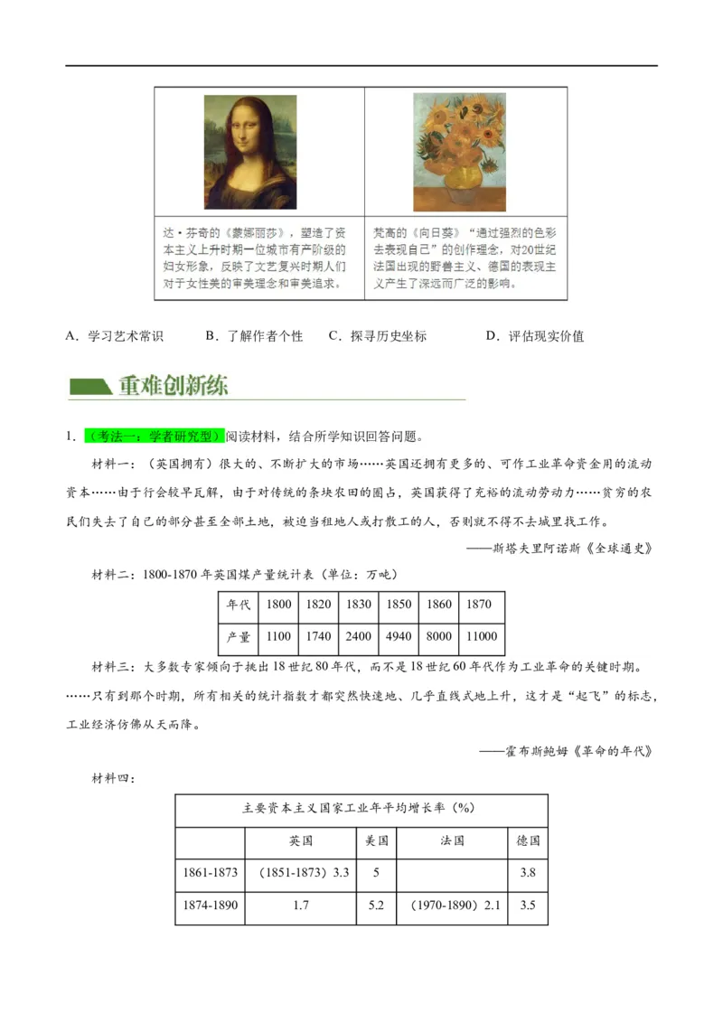 （练习）专题24第二次工业革命和近代科学文化（原卷版）_8历史中考复习_2024年中考复习资料_一轮复习资料_完课件+讲义+练习2024年中考历史一轮复习讲练测（全国通用）