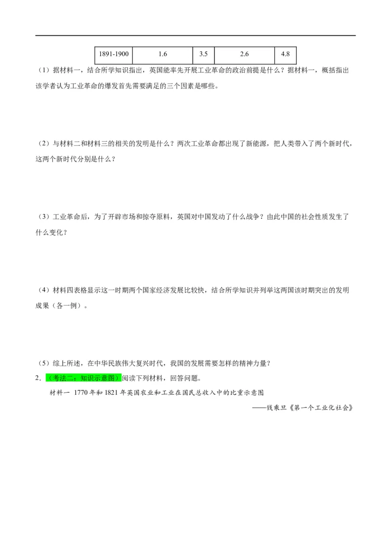 （练习）专题24第二次工业革命和近代科学文化（原卷版）_8历史中考复习_2024年中考复习资料_一轮复习资料_完课件+讲义+练习2024年中考历史一轮复习讲练测（全国通用）