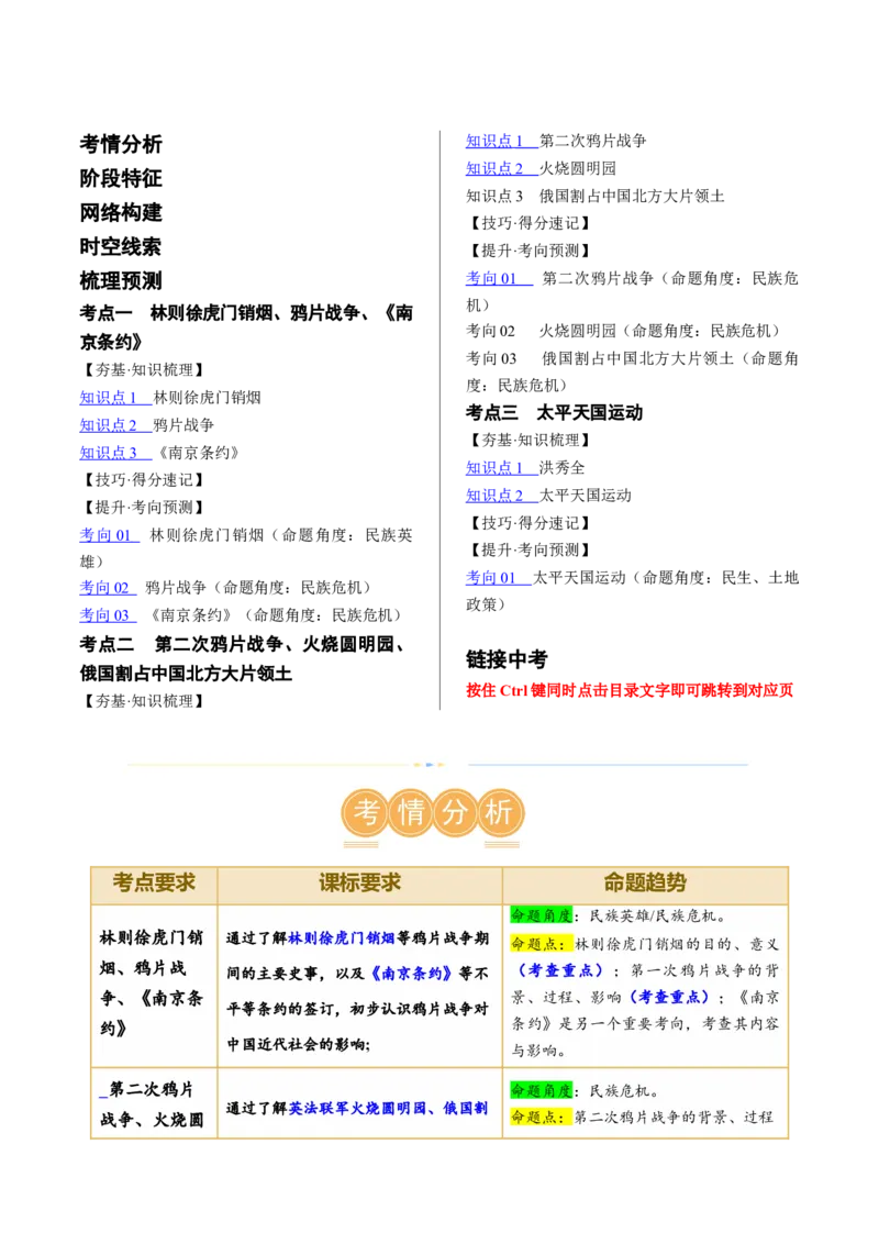 （讲义）专题07中国开始沦为半殖民地半封建社会（原卷版）_8历史中考复习_2024年中考复习资料_一轮复习资料_完课件+讲义+练习2024年中考历史一轮复习讲练测（全国通用）