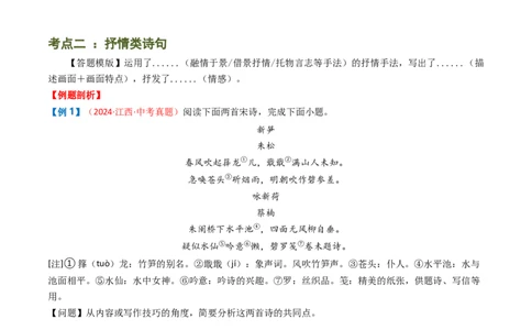专题09：古诗词鉴赏之诗句赏析-备战2025年中考语文一轮复习古代诗歌阅读（全国通用）原卷版_中考复习资料_语数英物化_1语文中考复习_2025年中考资料