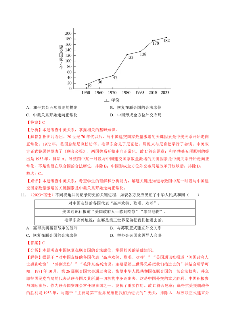 专题05中国对外关系与人类命运共同体（讲练）（解析版）_中考历史资料合集_中考历史二轮复习资料（全国通用）_配套讲练