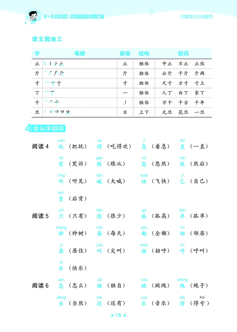 26春53天天练一下人教语文增值资源《单元归类知识汇总》_2026春人教语文53单元知识归纳总结