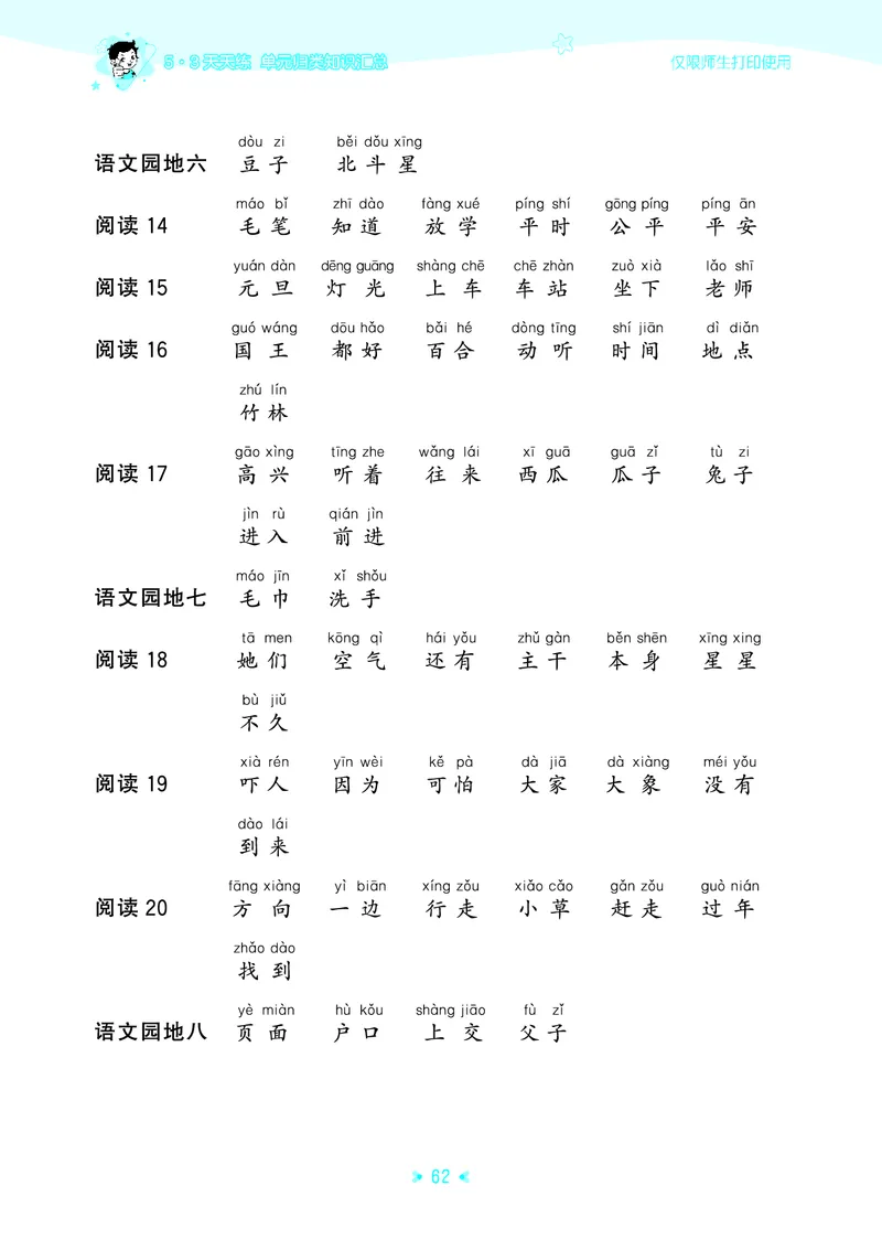 26春53天天练一下人教语文增值资源《单元归类知识汇总》_2026春人教语文53单元知识归纳总结