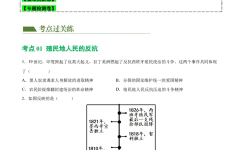 （练习）专题23殖民地人民的反抗与资本主义制度的扩展（原卷版）_8历史中考复习_2024年中考复习资料_一轮复习资料_配套练习（原卷版+解析版）