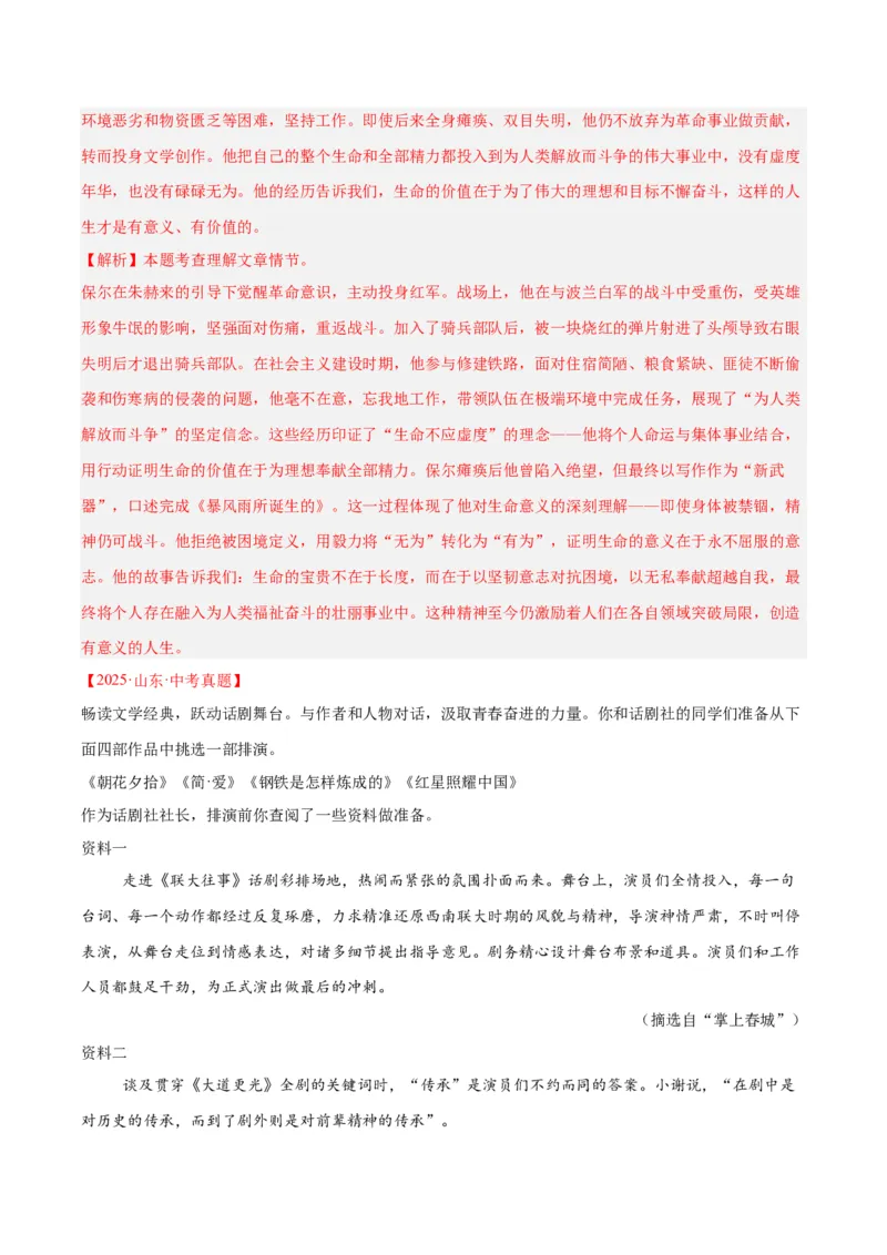 专题09名著导读（全国通用）（解析版）_中考复习资料_语数英物化_1语文中考复习_2026年中考复习（更新中）_好题汇编三年（2023-2025）中考语文真题分类汇编（全国通用）
