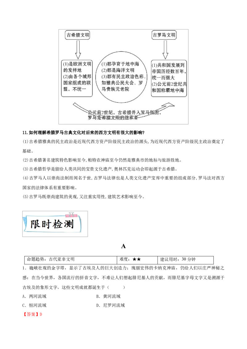 重难点12古代亚非欧文明（解析版）_8历史中考复习_2023年中考复习资料_专项复习_冲刺中考2023年历史时事热点抢分集训+重难点抢分攻略