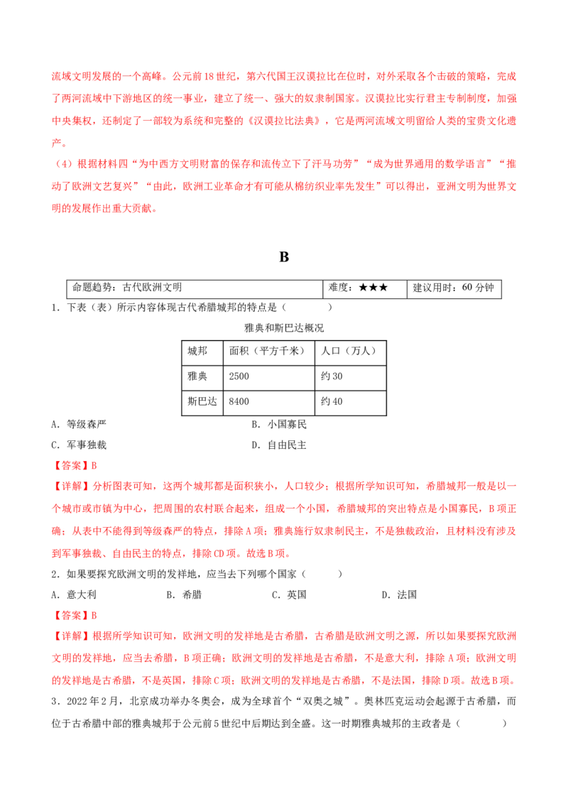 重难点12古代亚非欧文明（解析版）_8历史中考复习_2023年中考复习资料_专项复习_冲刺中考2023年历史时事热点抢分集训+重难点抢分攻略